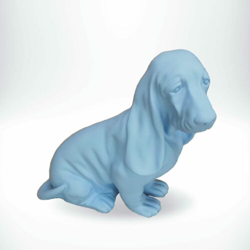 Basset hound seated resin figure blue