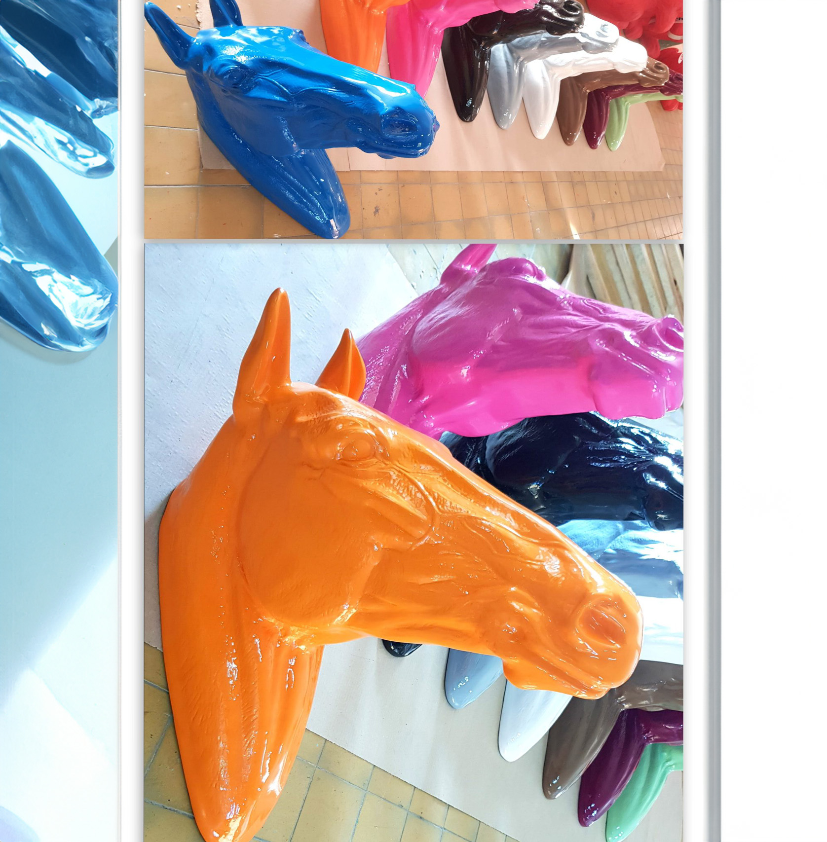 Glasfaser PFERDEKOPF DEKO BÜTE - EINFARBIG 1 Dekoracyjna głowa konia - figura 3D do zawieszenia.