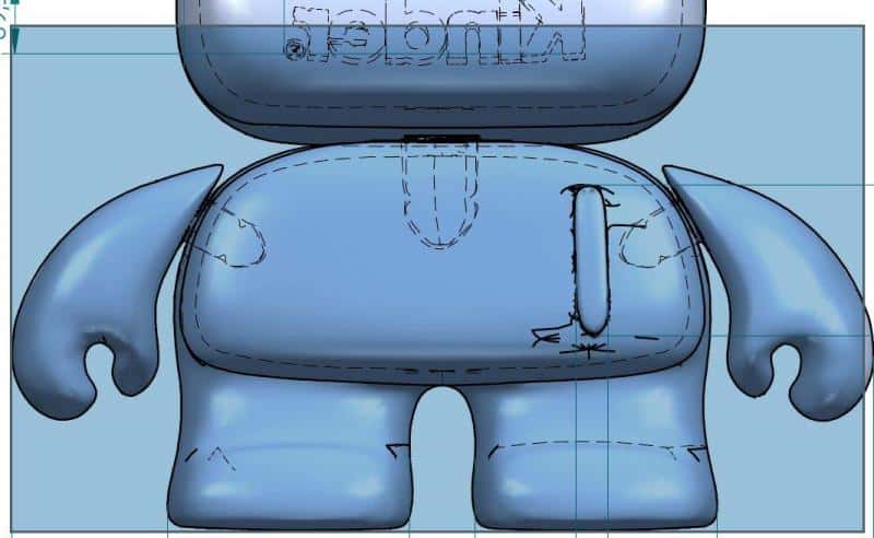 Kinder Ferrero Figuren 3 Niebieska, kreskówkowa postać w stylu figurki, z dużą głową i krótkimi nogami.