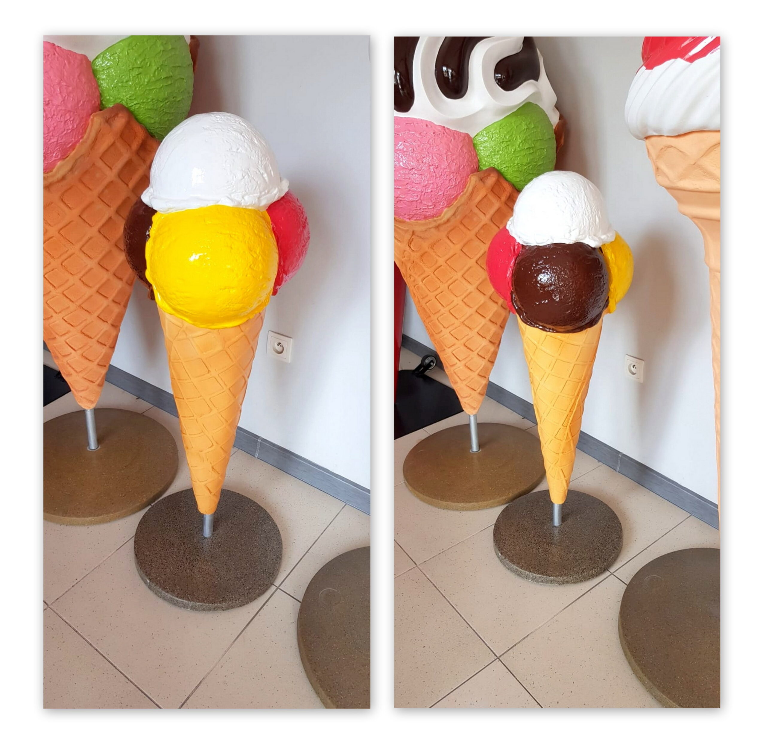 Kleine Kugel werbe Eistüt - Werbeauufsteller 2 Figura reklamowa 3D, lody gałkowe małe