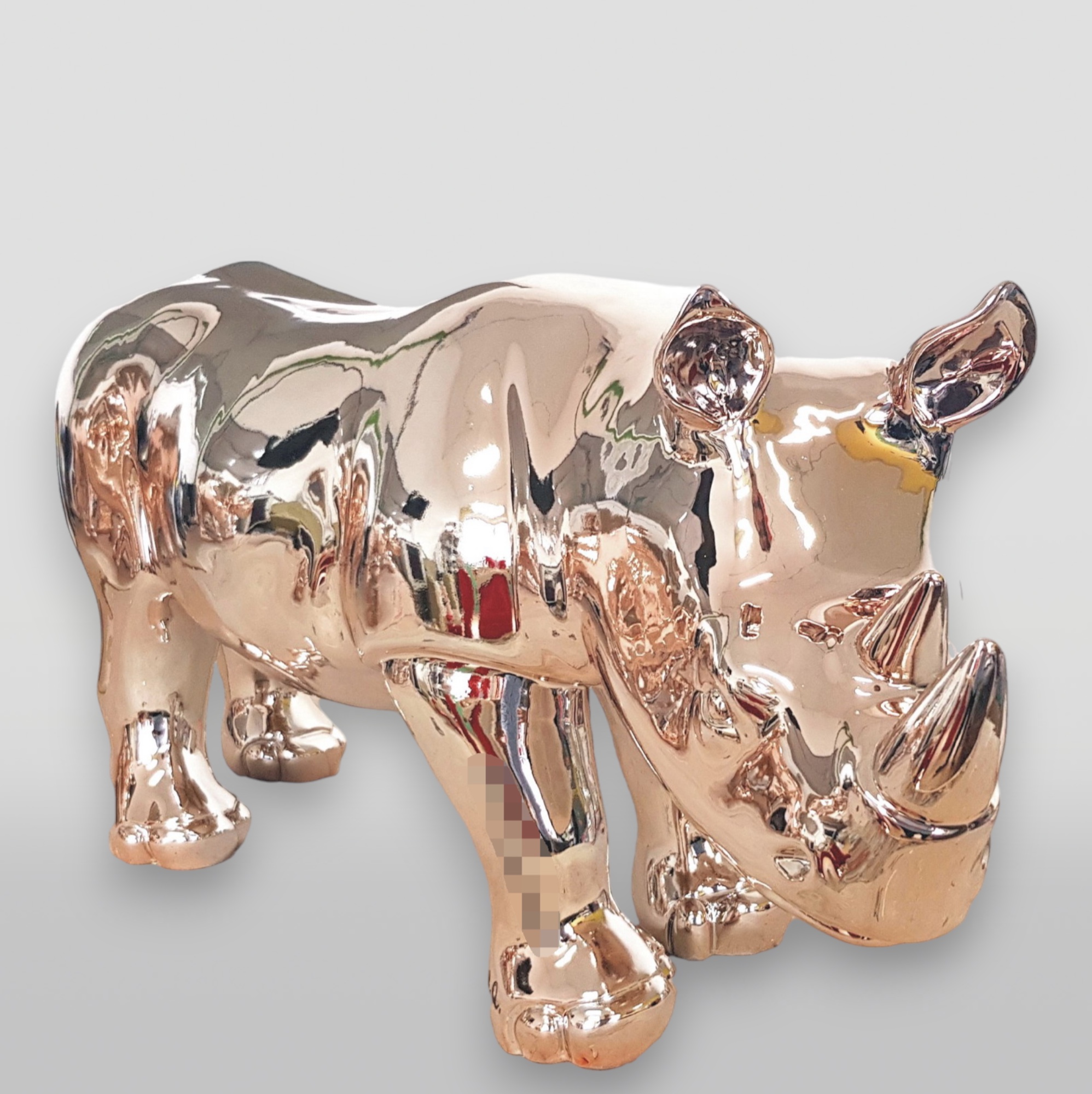 Nashorn Resin Deko Figuren Verchromt 1 Nosorożec mały, chromowany
