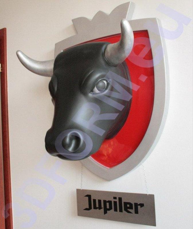 Stierkopf Glasfaser -Figuren MIT Logo und Wandhalterung 1 Figura dekoracyjna i reklamowa - łeb byka na ścianę