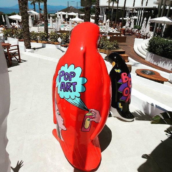 Pinguin Kunstharz Handgefertigte DekoFigur 1 Figura średni pingwin, wysokości 120cm