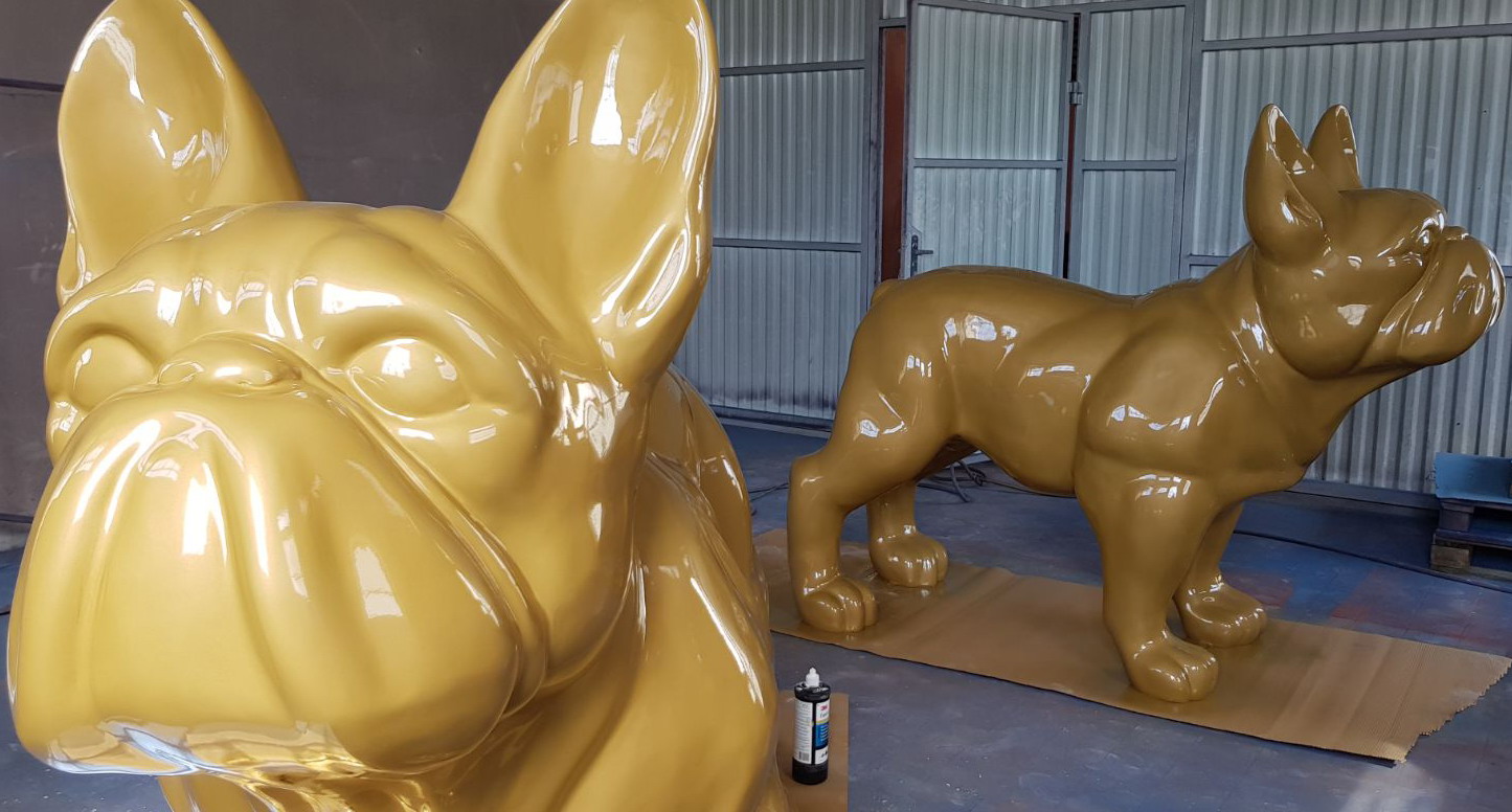 Überbroßer Französcher Bulldogge Welpe -Figuren - Einfarbig 2 Duży pies bulldog francuski - jednokolorowy.