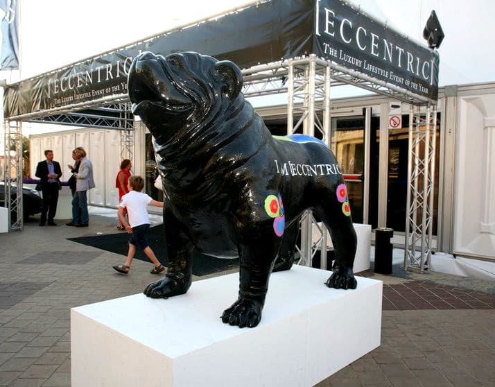 Riesie Bulldogge Glasfaser-Figuren-Pop-Art-Ausgabe 2 Duża figura pies bulldog usa - edycja pop-art