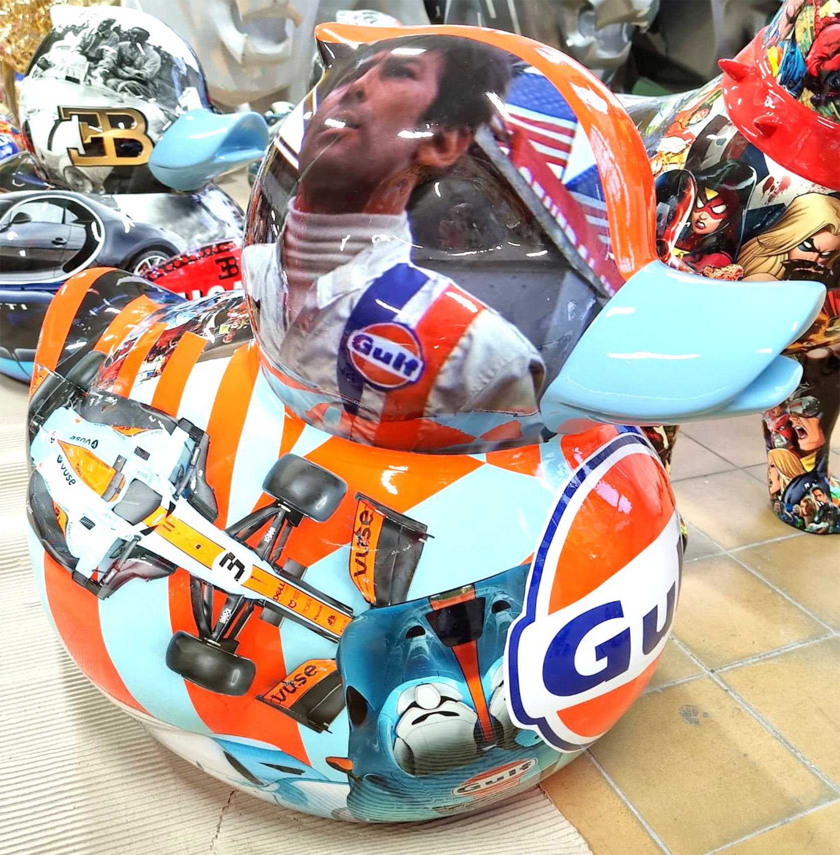 Ente Kunstharz Deka Skulptur-Pop-Art-Ausgabe 2 Mała figura kaczka dekoracyjna pop-art