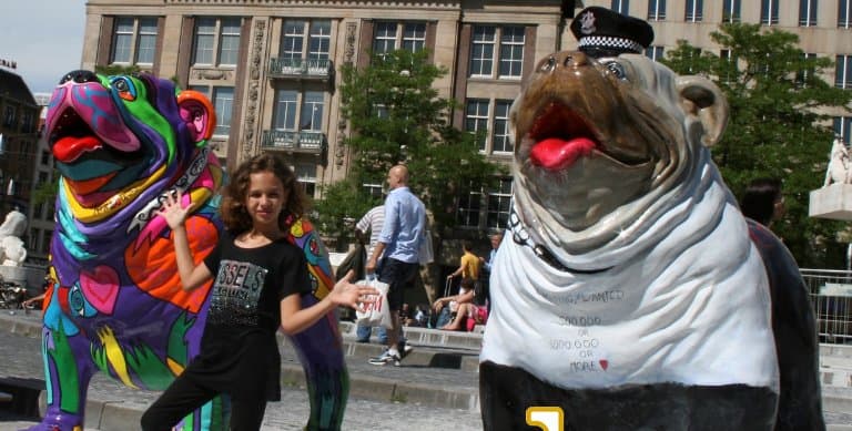 Riesie Bulldogge Glasfaser-Figuren-Pop-Art-Ausgabe 4 Duża figura pies bulldog usa - edycja pop-art