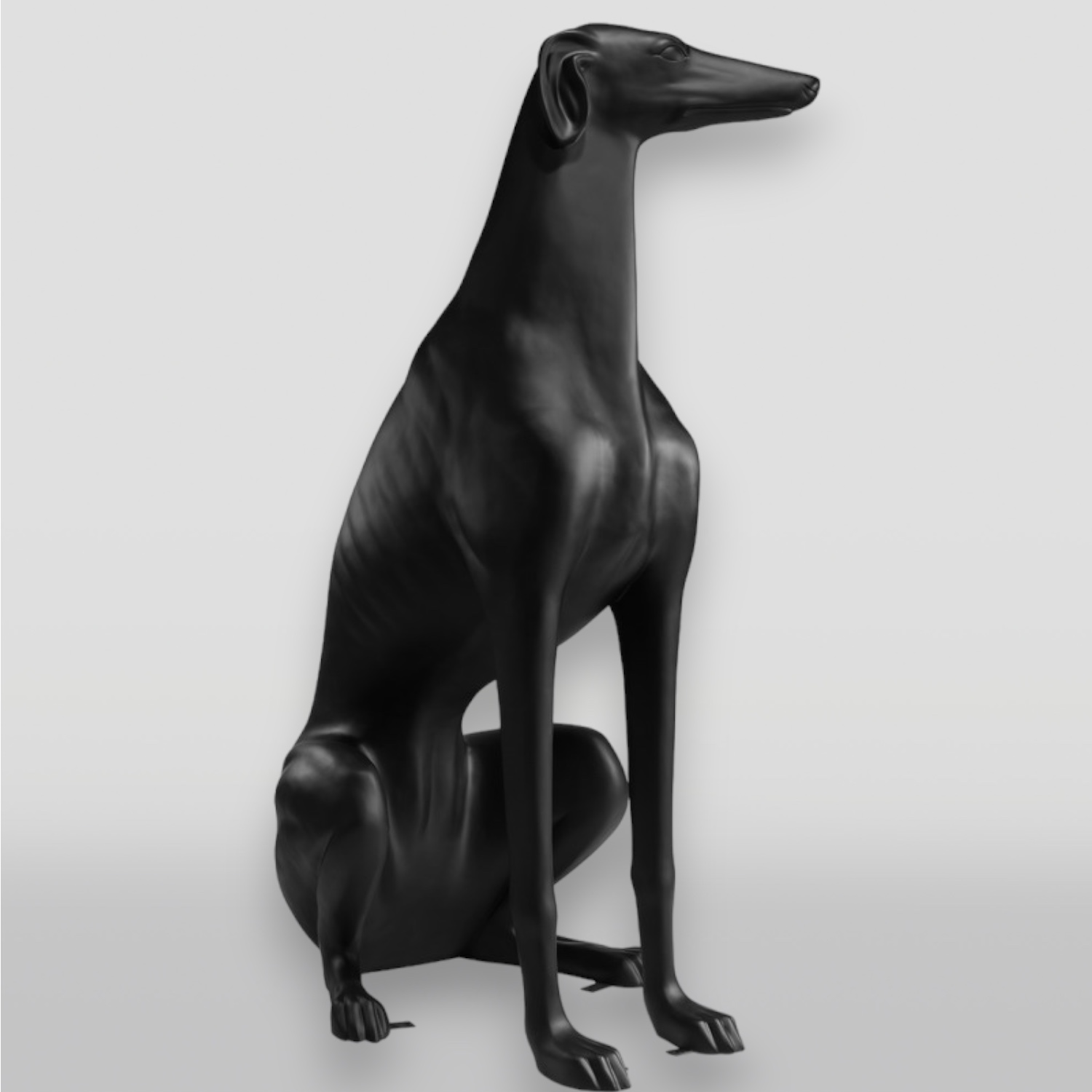 Große Statue eines schwarzen Windhunds 1 Duża figura czarny pies greyhound
