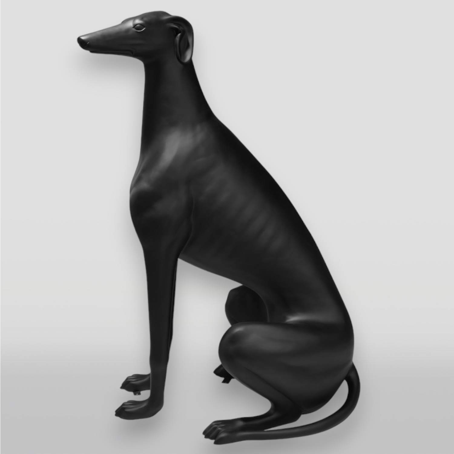 Große Statue eines schwarzen Windhunds 3 Duża figura czarny pies greyhound