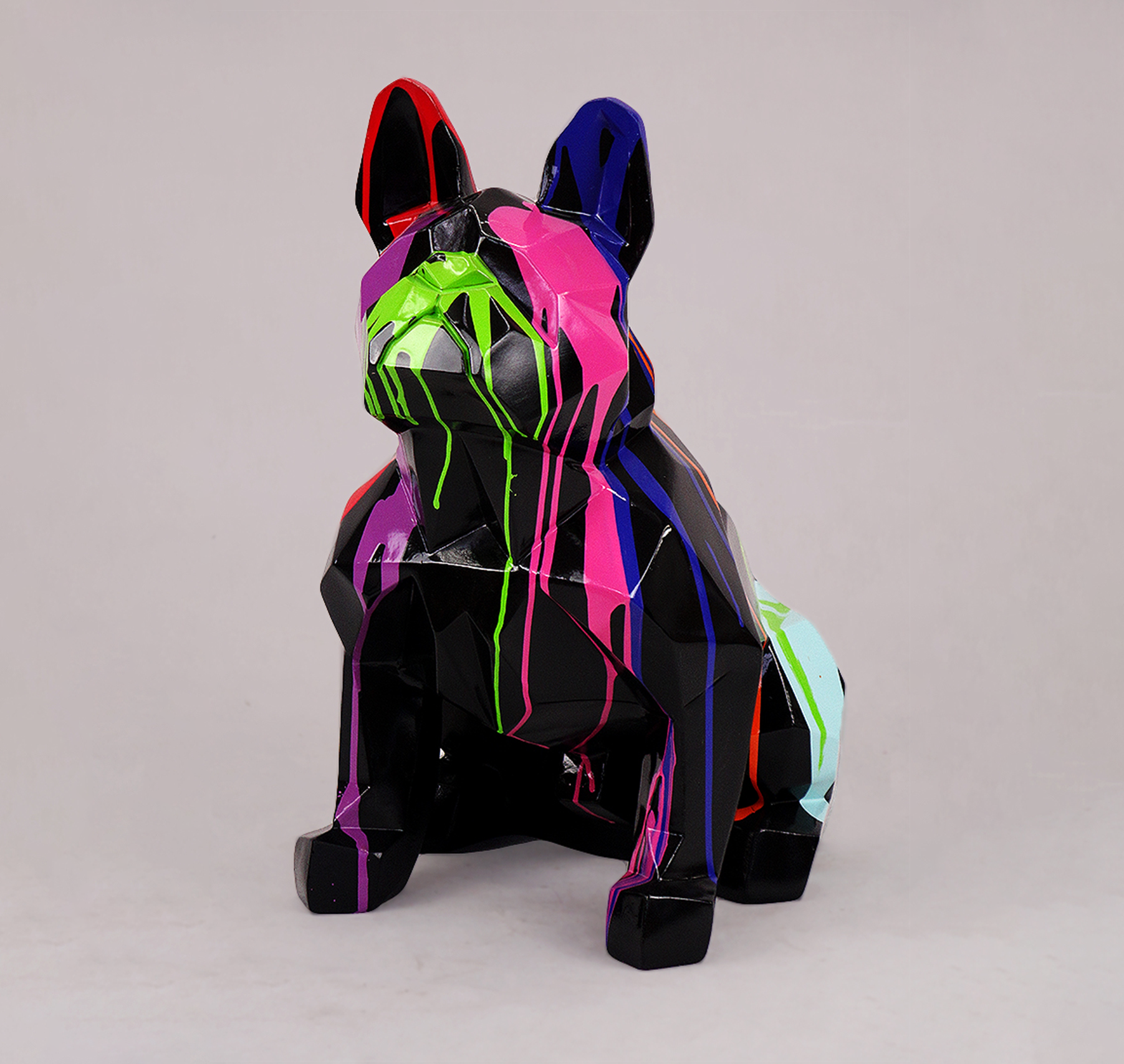 Bulldog sitzender quadratischer Hund - schwarzer Müll 1 Bulldog siedzący pies kwadrat - czarny trash