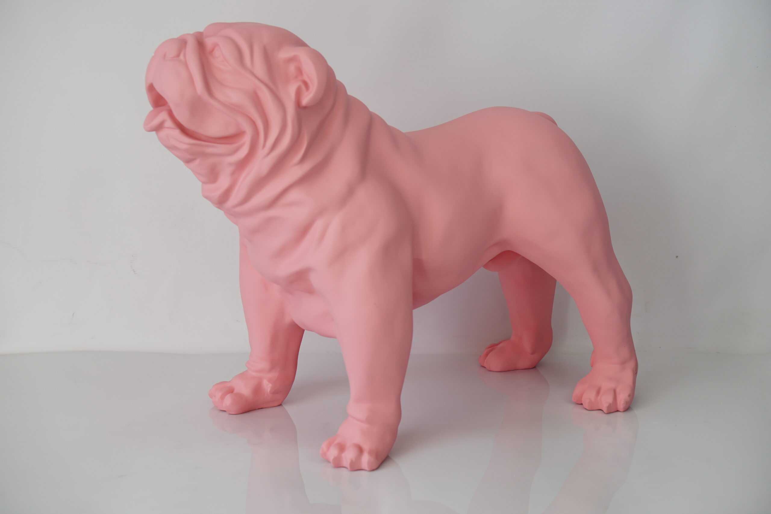 Dekorative Bulldogge Figur USA mittelgroß, pastellrosa 1 Figura dekoracyjna pies bulldog usa średni, pastelowy - różowy