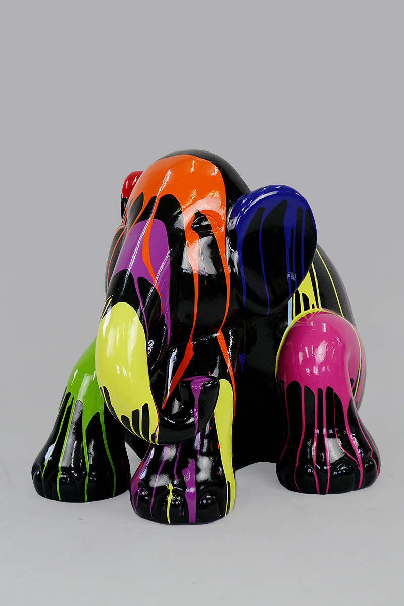 Elefant sitzend L - schwarzer Müll 1 Słoń siedzący L - czarny trash