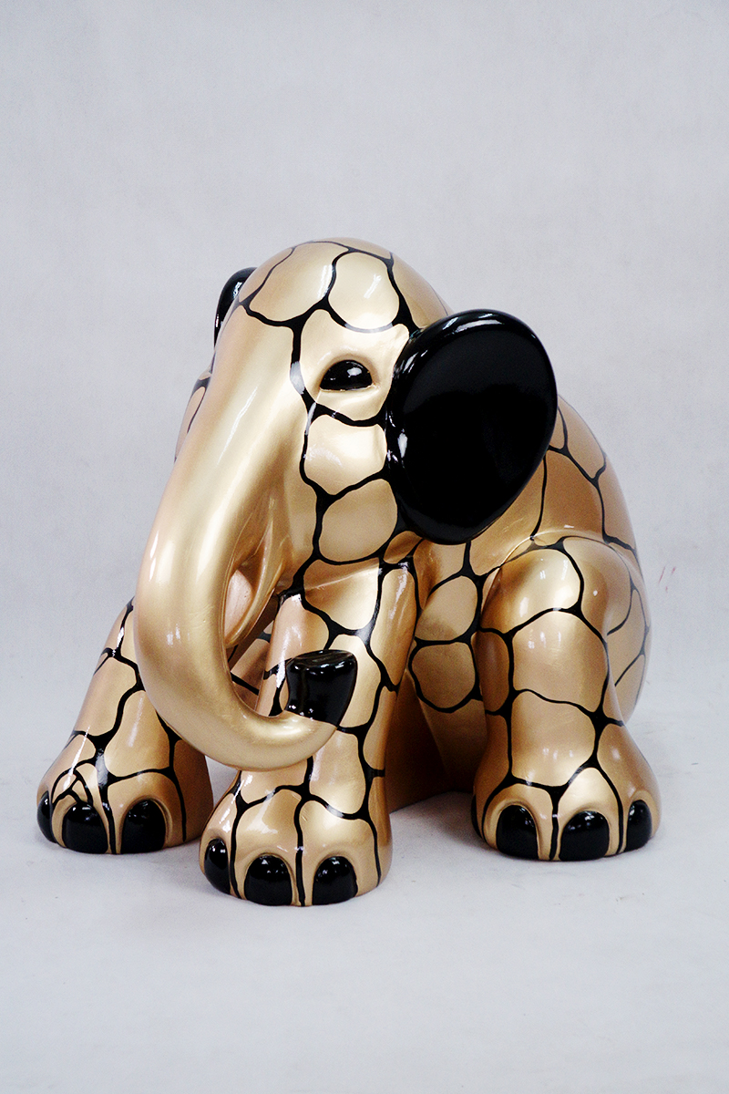 Elefant sitzend L - goldene Flecken 1 Słoń siedzący L - złote łaty