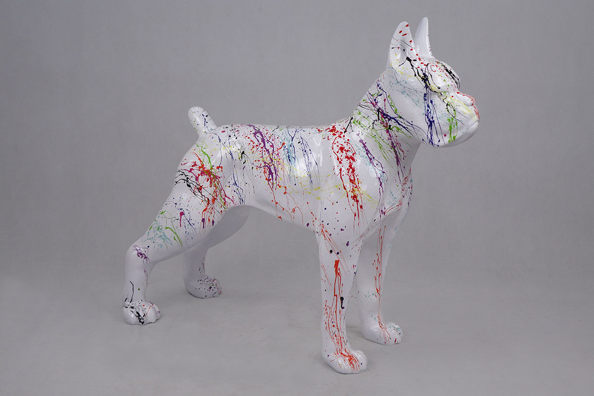 Stehender Boxer L - Spritzer weiß 1 Stojący pies Boxer L - Splash biały