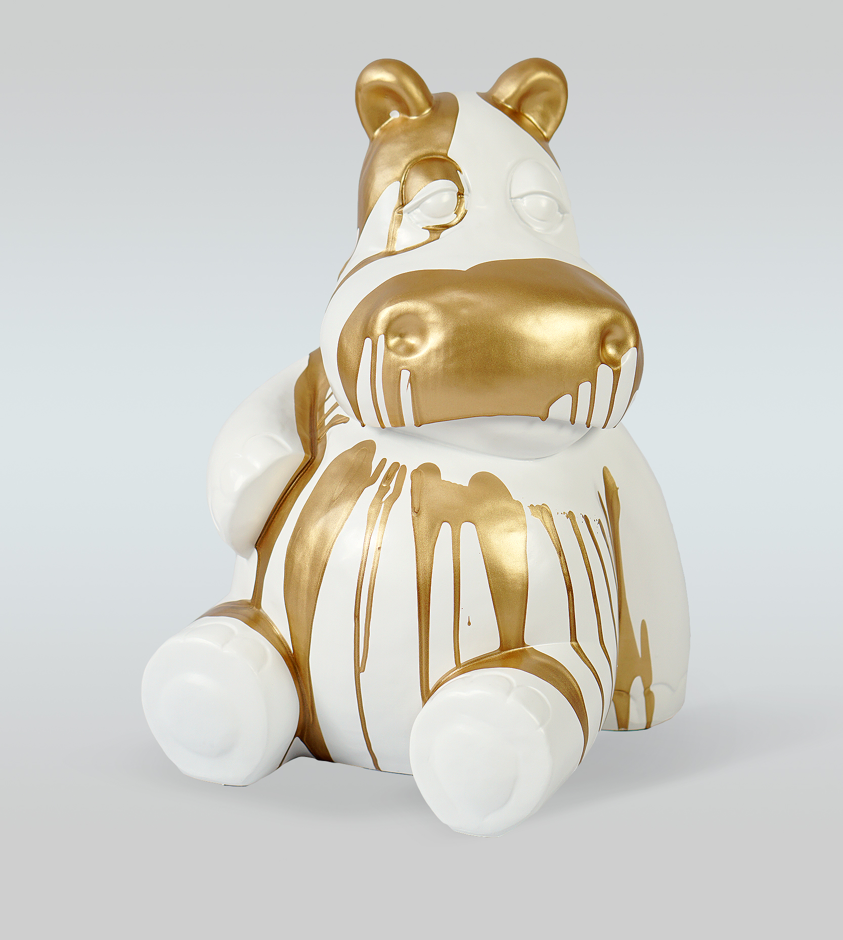 Weißes Hippo 40cm - goldener Müll 1 Biały Hippo 40cm - złoty trash