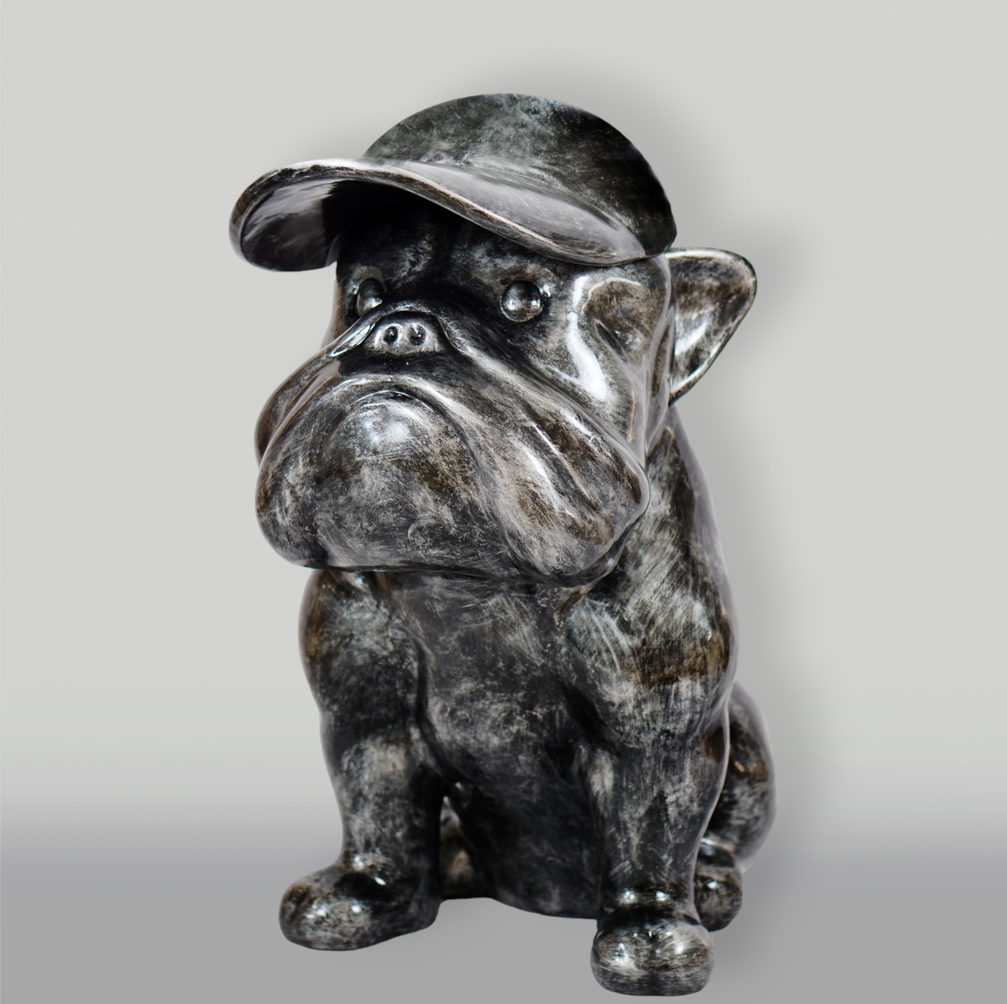 Bulldogge mit Mütze - Silber Patina 1 pies Bulldog z czapka - srebrna patyna
