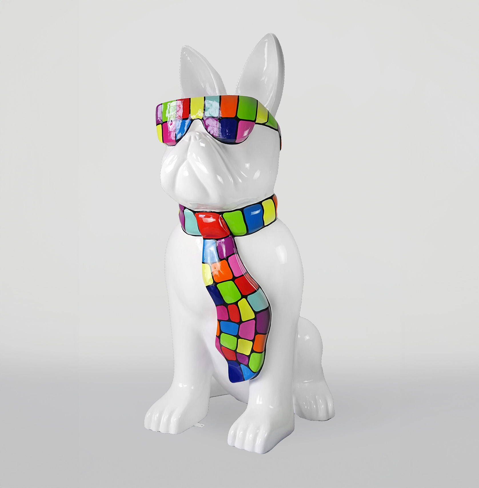Große Bulldogge Figur mit Krawatte und Brille - Smartie Version 1 pies Duża figura bulldoga z krawatem w okularach – wersja smartie