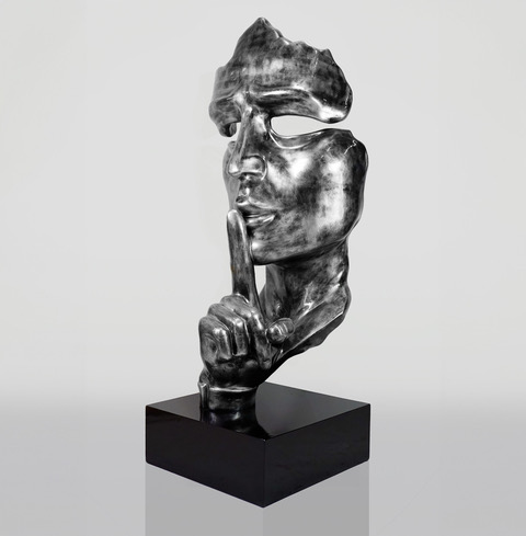 Große Maske auf Basis - Silber Patina 2 Duża maska na podstawie – Patyna srebrna