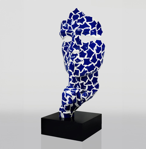 Duża maska na podstawie – w niebieskie łaty 2 Duża maska na podstawie – w niebieskie łaty