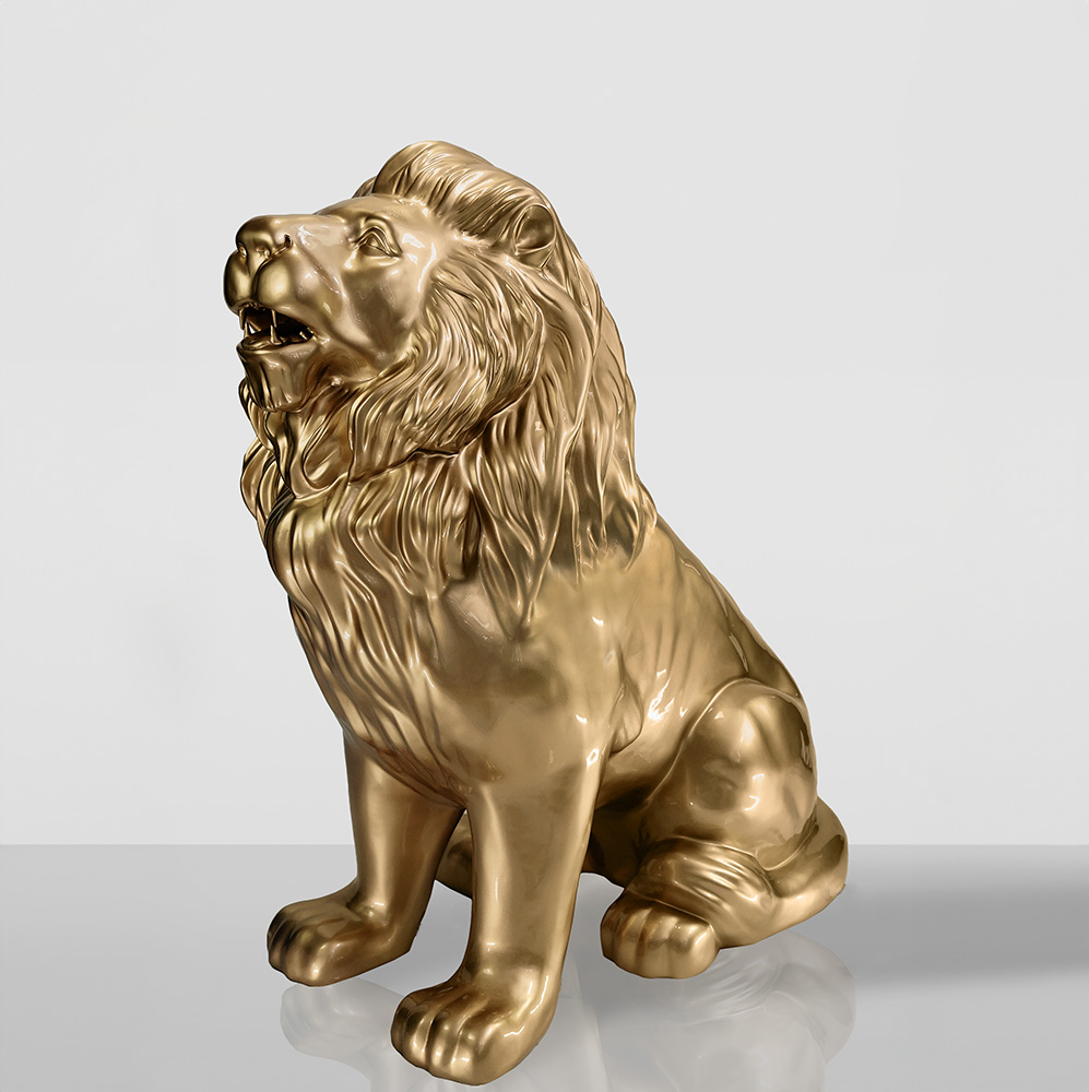 Dekorative Figur Löwe Sitzend - Gold 1 Dekorative Figur Löwe Sitzend - Gold