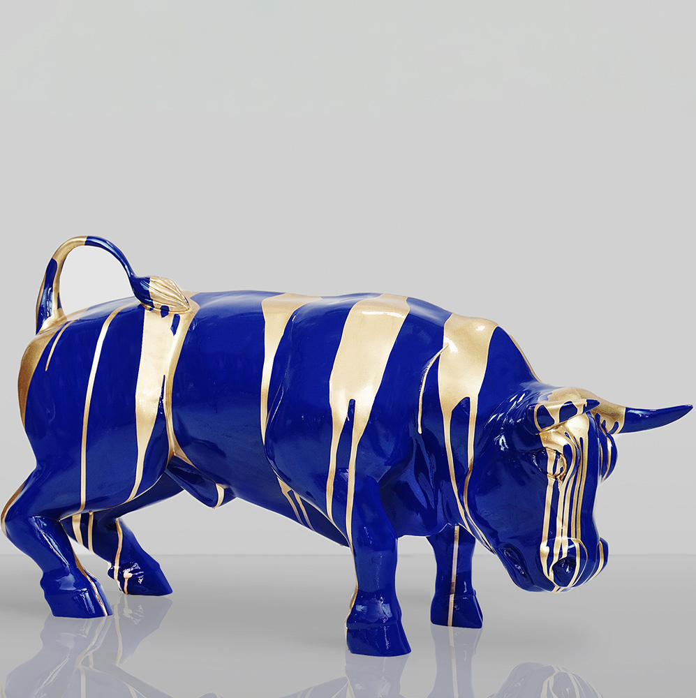 Dekorative Figur Blauer Stier - Goldener Trash 1 Dekorative Figur Blauer Stier - Goldener Trash