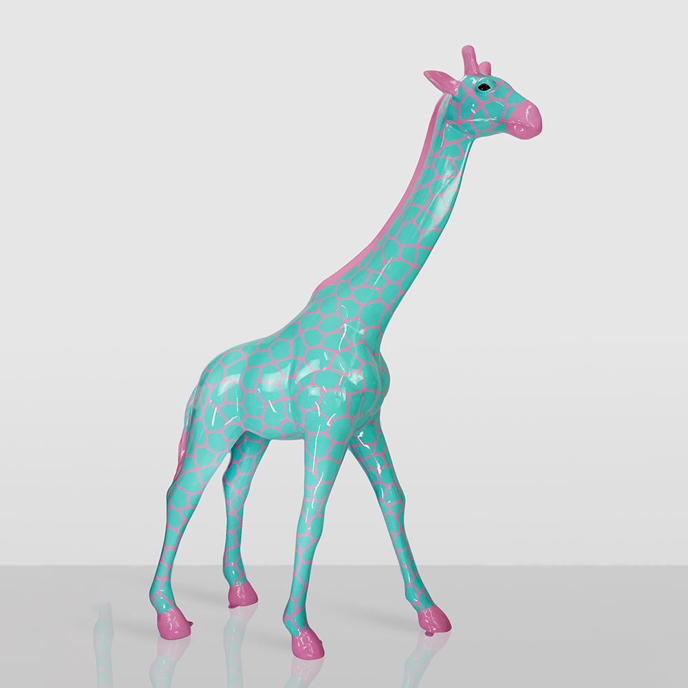 Große Giraffe 230CM Rosa Version mit Céladon-Flecken 1 Große Giraffe 230CM Rosa Version mit Céladon-Flecken