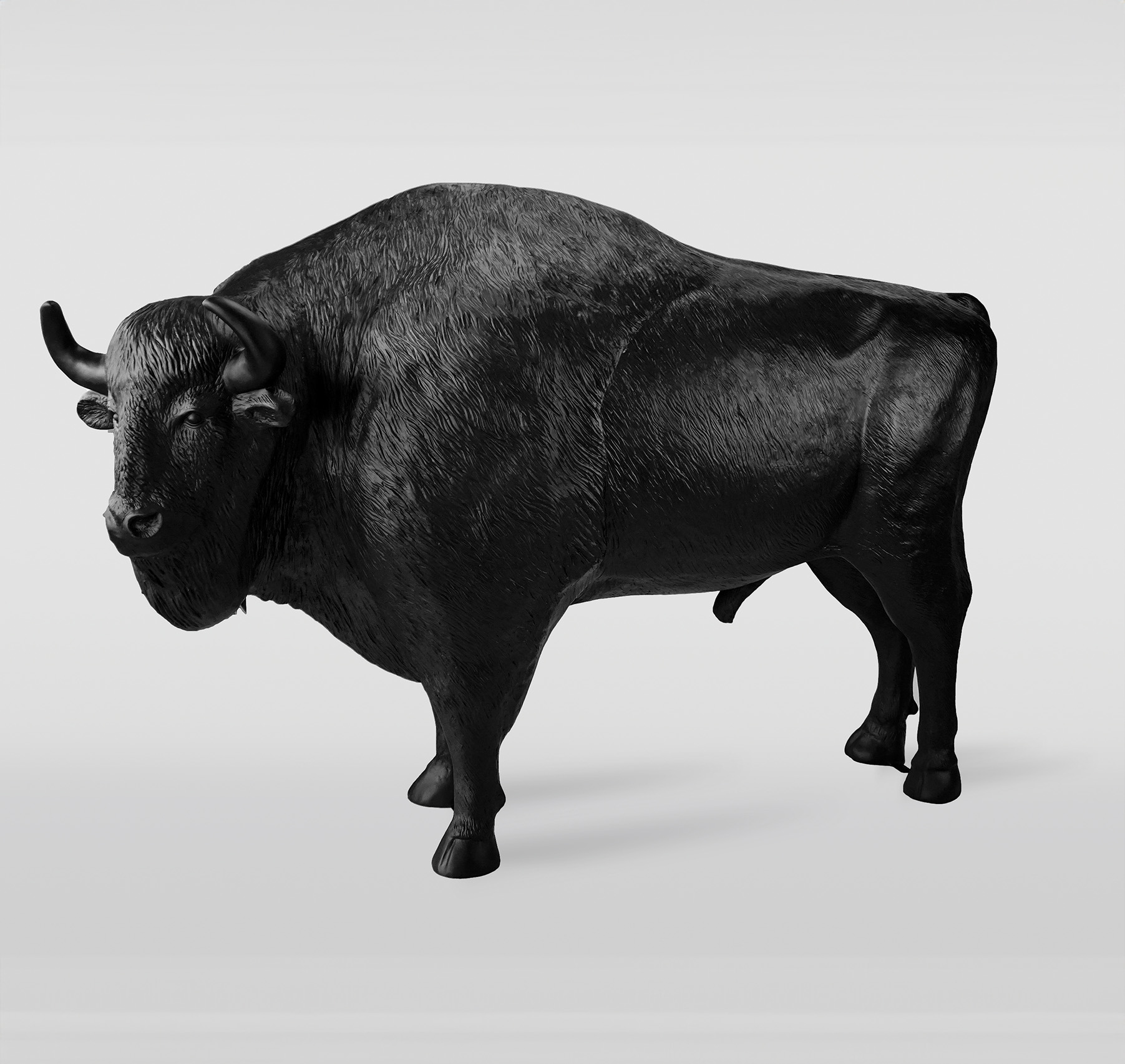 Wisent für die Wisent-Zone 2 Czarno-biały realistyczny model bizona stojącego na neutralnym tle.